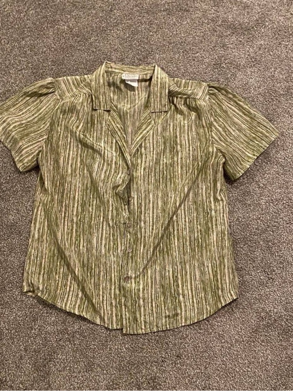 Vintage Pierre Lamonte Women’s Green Patterned Blouse